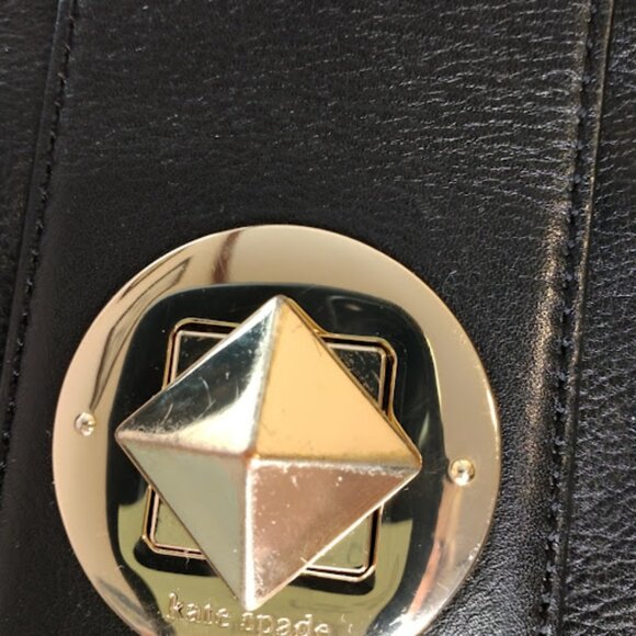 Kate Spade Large Black Handbag/Satchel with Gold Hardware and Crossbody Strap - Picture 3 of 15